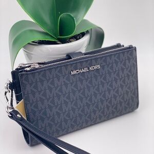 Michael Kors Double Zip Wallet Wristlet Black